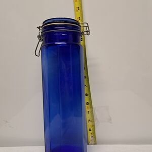 Blue Glass Airtight Storage Jar with Clamp Lid